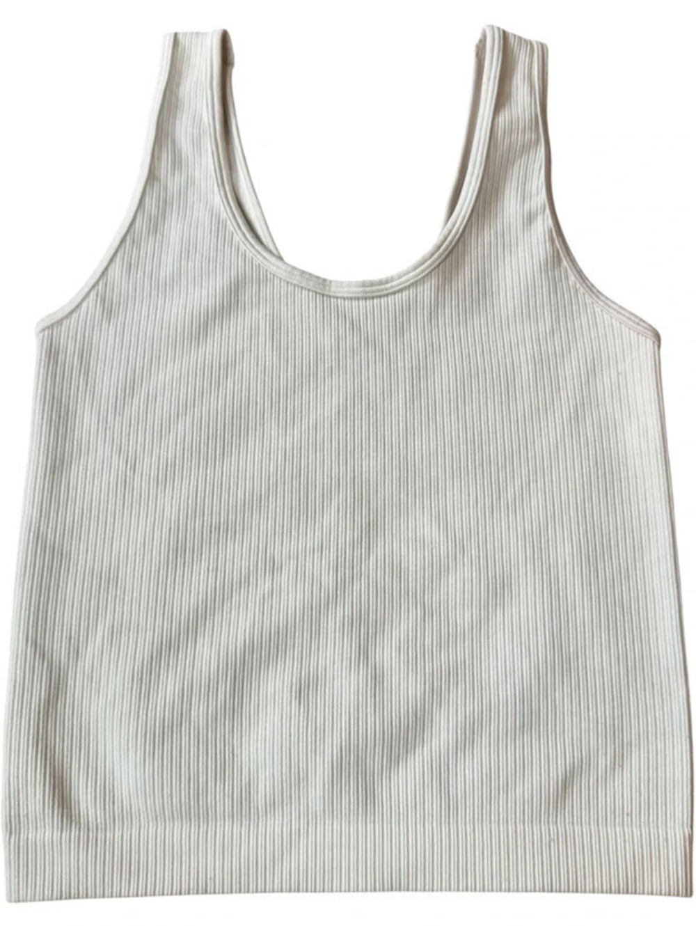 A New Day Ivory Cream Ribbed Tank Top Size M Sleeveless Scoop Neck 2136